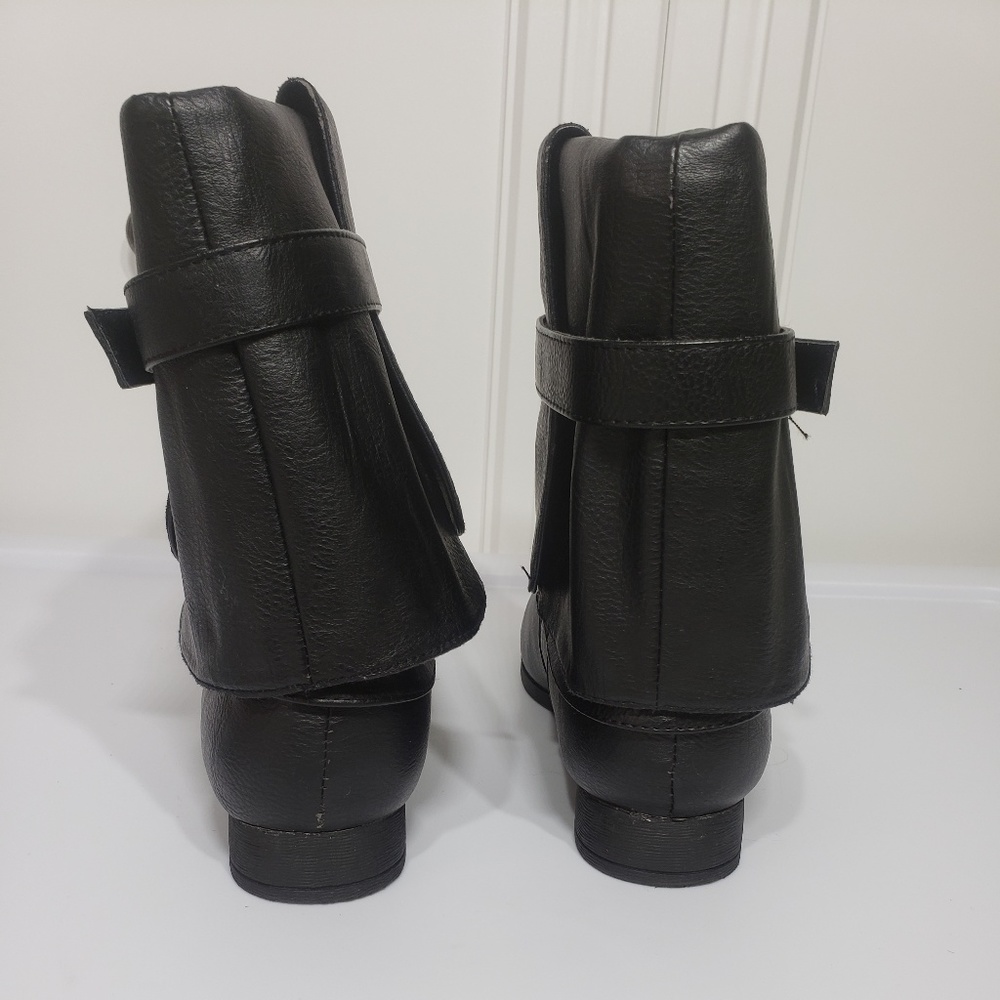 Wild Diva Lounge Black Fold Over Boots Buckle - Picture 3 of 5